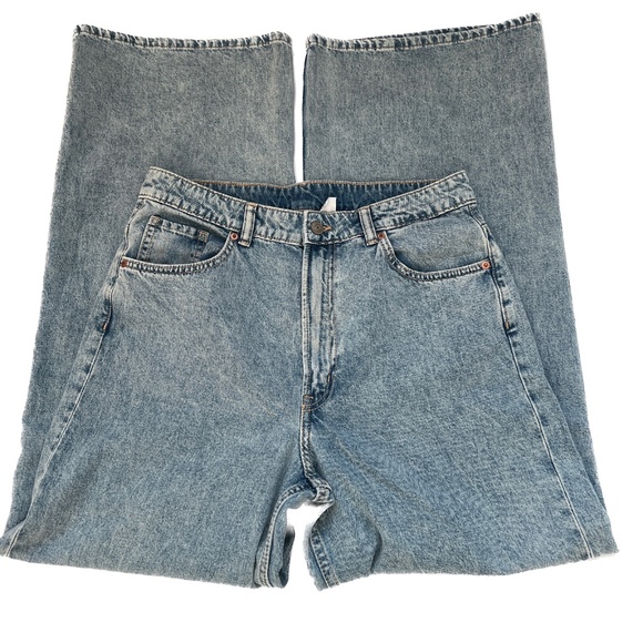 New H&M Jeans Wide Large High Waist Loose Size 10 Medium Wash 5 Pocket NWT - Picture 2 of 5